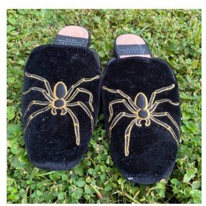 Zara Trafaluc Faux-Velour Golden Spider Loafers